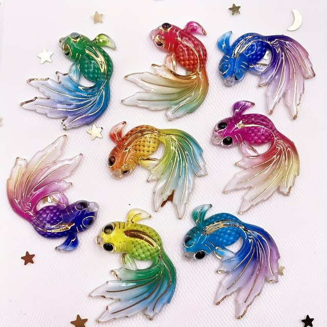 1-Loch-Anhänger Acryl, Goldfisch, multicolor, Strass-Ornamente - Bild 1
