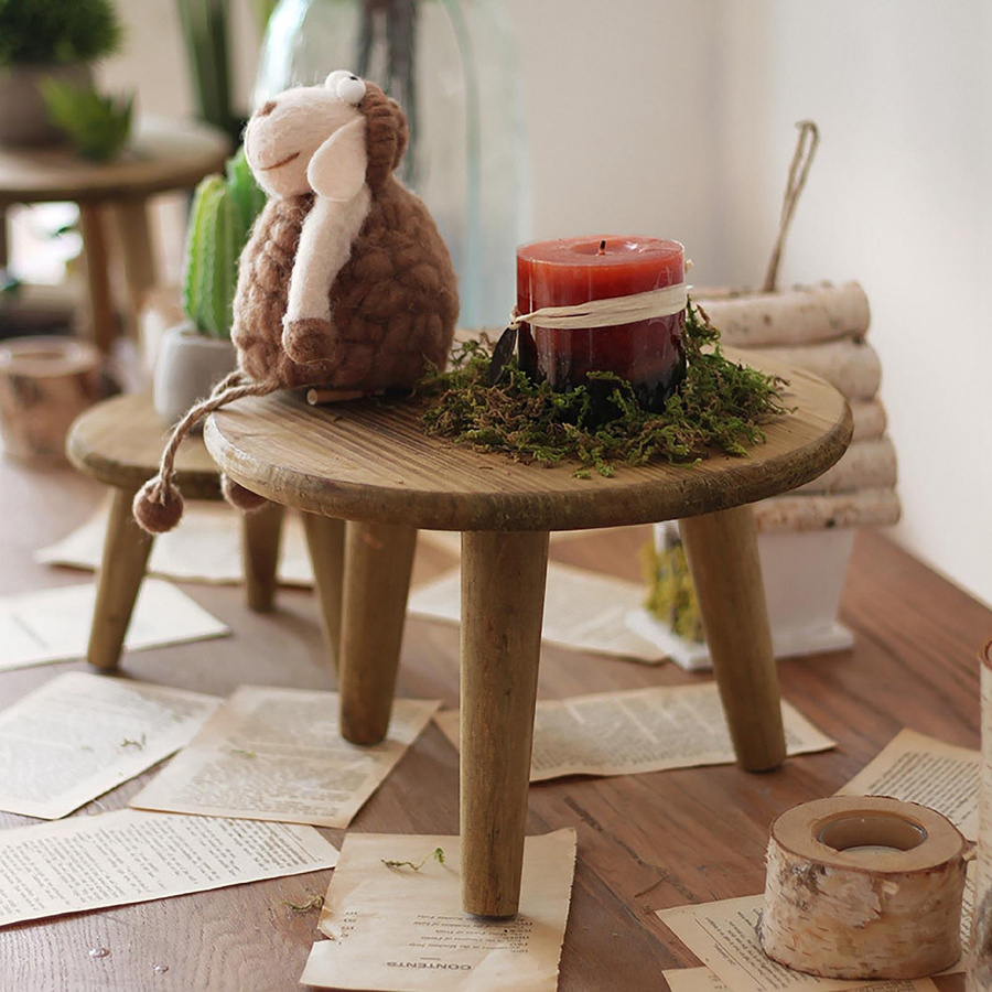 GoolRC Dekorativer Aufbewahrungshocker aus Massivholz in Braun für Garten, Balkon und Wohnzimmer - Bild 4