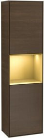 V&B Hochschrank Finion Badmöbel aus Walnuss mit LED-Beleuchtung und Glasfachböden, Breite: 41,8 cm, Höhe: 151,6 cm - Bild 1