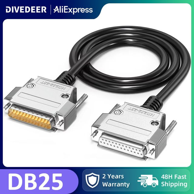DIVEDEER DB25 Verlängerungskabel 25-Pin Parallel-Druckerkabel Stecker auf Buchse aus reinem Kupfer - Bild 1