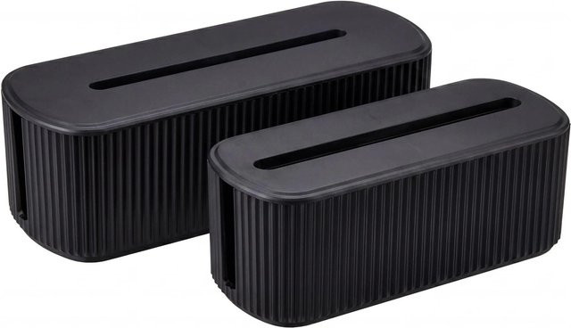 2er-Set MCW Kabelboxen Q73 Kabelorganizer aus Kunststoff mit Deckel in Schwarz - Bild 2