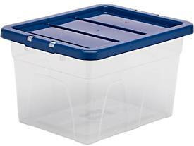 Fellowes Bankers Box Aufbewahrungsbox aus Polypropylen mit Deckel und Klippverschluss, transparent-dunkelblau, B: 37 cm, T: 40 cm, H: 24,5 cm - Bild 1