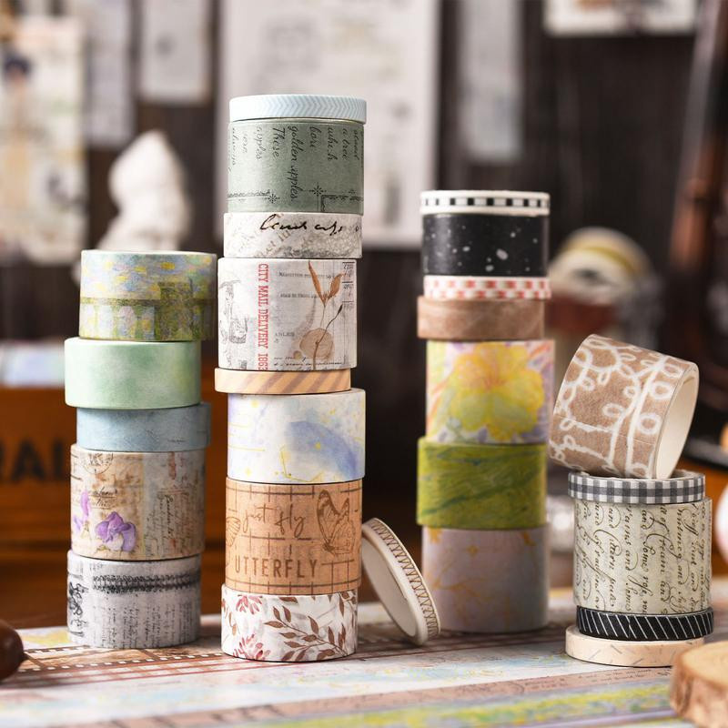 20-teiliges Binchi Keji Travel Washi Tape Set im Vintage-Stil für Scrapbook, Multicolour - Bild 3