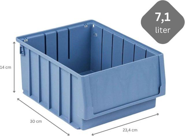 PROREGAL SparSet 5 x Sichtlagerkasten mit Etikett und Schutzhaube, Blau, H x B x T: 14 x 23,4 x 30 cm - Bild 1