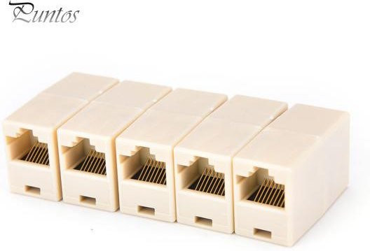 5er Set LAN Ethernet RJ45 Splitter Stecker Adapter zur Netzwerk Kabel Verlängerung in Beige - Bild 1