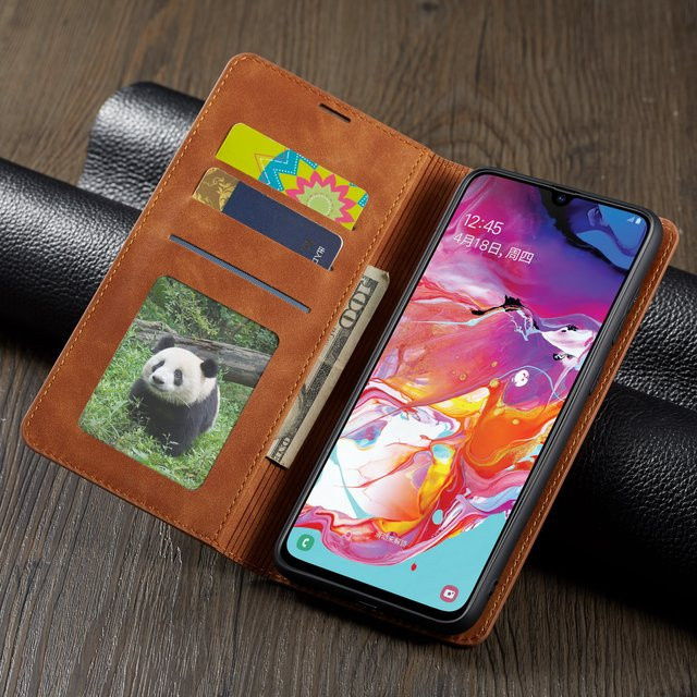 Luxus Retro Lederhülle als Brieftasche und Handyhülle für Samsung Galaxy A17 A54 A34 A24 A14 A73 A53 A33 A23 A72 A42 in Braun - Bild 1