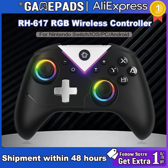 Bonacell Wireless Controller Bluetooth Gamepad in Schwarz für Nintendo Switch OLED, Switch Lite, PC, Mobilgeräte, PS3 und Android/iOS - Bild 1