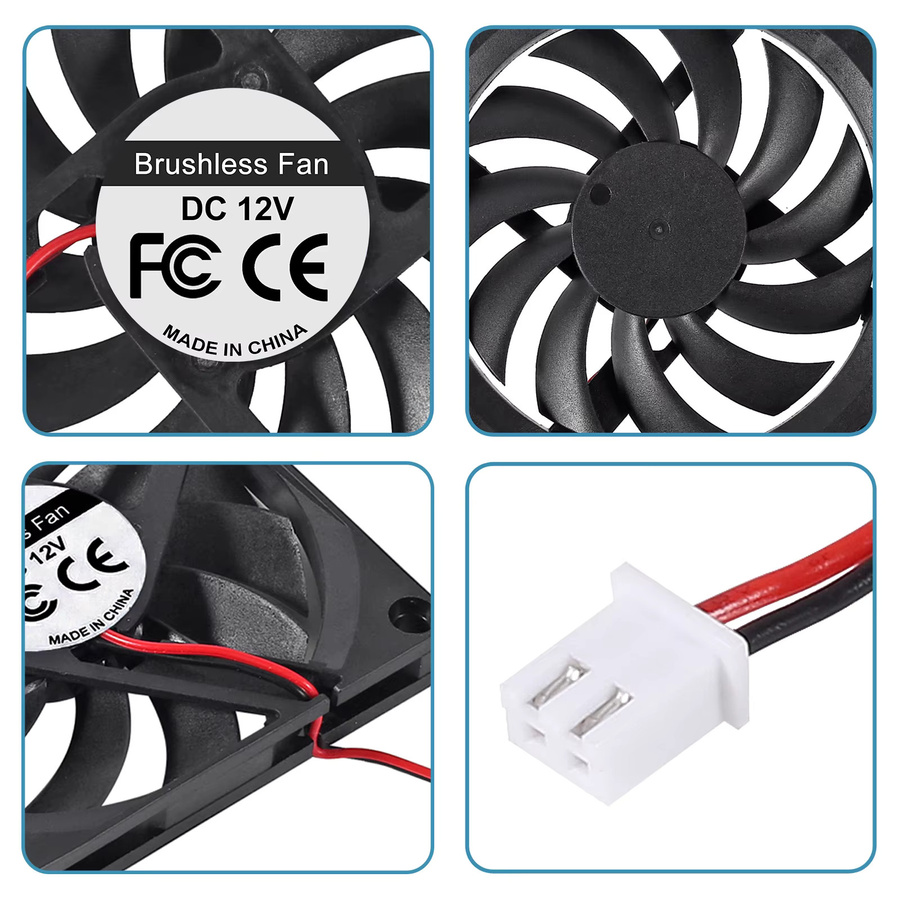 AOKIN DC-Kühlventilator 8010 12V Bürstenloser Lüfter mit 2-Pin Anschluss, Schwarz, B/T/H: 80 x 80 x 10 mm - Bild 4
