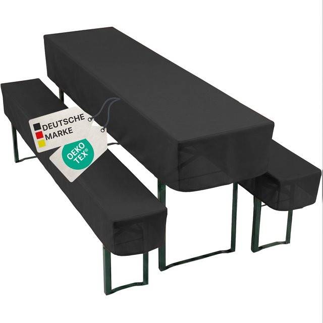NYVI Biertischhussen Set NYVIGala Schwarz, 3-teiliges Set für Bierzeltgarnituren mit 1 Tischhusse (Breite: 70 cm, Länge: 220 cm) und 2 Bankhussen (Breite: 25 cm, Länge: 220 cm) - Bild 1