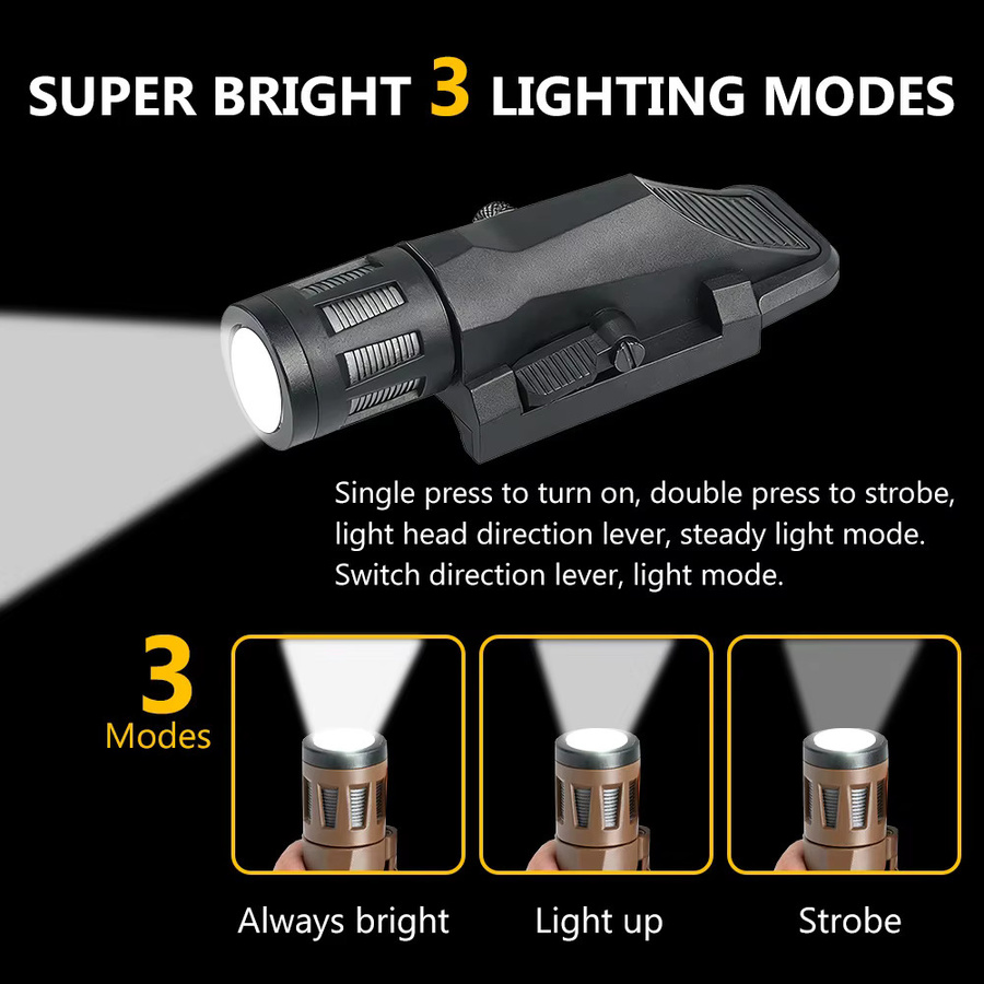 BOOIU Taktische LED-Taschenlampe WML-G2 mit 400 Lumen und Strobe-Funktion, wasserdicht, Farbe: Grün - Bild 2
