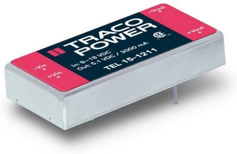 TracoPower TEL 15-1222 DC/DC-Wandler Print 12 V/DC 12 V/DC -12 V/DC 625mA 15W mit 2 Ausgängen in Silber - Bild 1