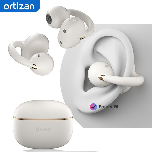 Ortizan OHAYO-A7 Clip-On-Ohrhörer kabellose Open-Ear-Sportkopfhörer mit ENC AI 4-Mikrofonen in Schwarz oder Weiß - Bild 1