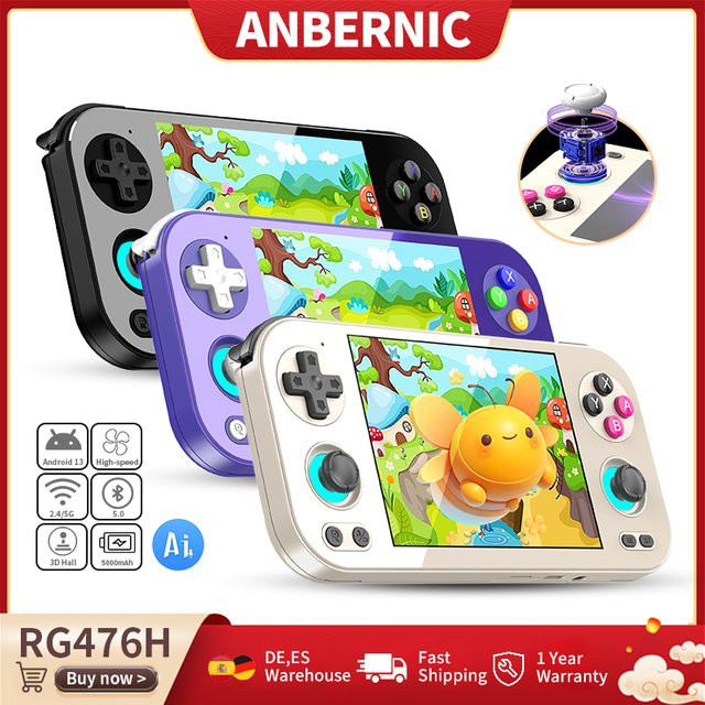 Anbernic RG476H Retro Handheld Spielekonsole mit 4,7 Zoll LTPS Multi-Touch Display, Android, WiFi, Grau/Mehrfarbig - Bild 1