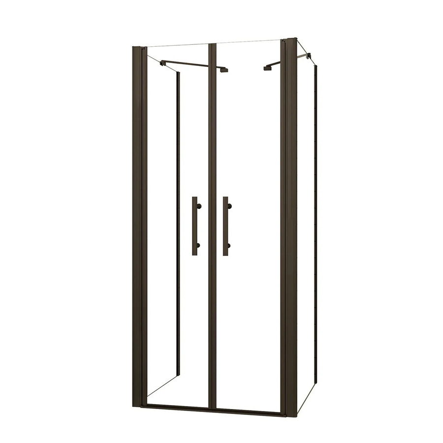 AICA U-Duschkabine Schwarz mit Pendeltür und Seitenwand aus 6mm Nano Glas, B/T/H: 95 x 80 x 195 cm - Bild 2