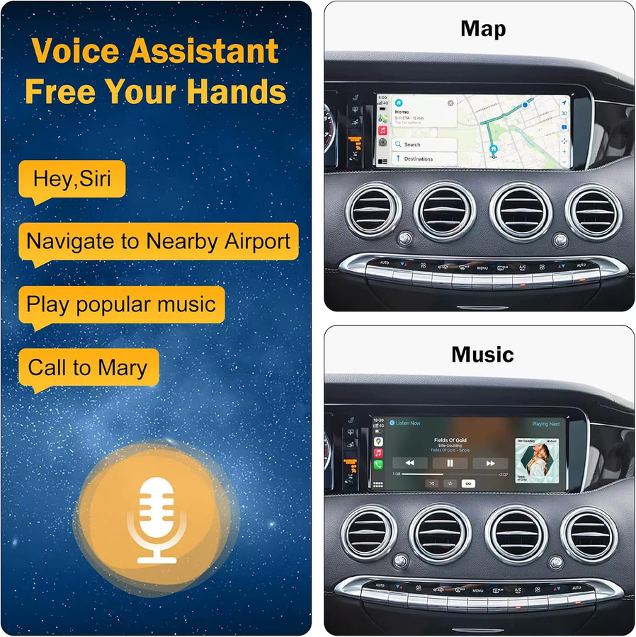 AUTOABC Wireless CarPlay Interface Retrofit Kit für Mercedes-Benz S-Klasse W222 mit NTG 5.0 System, Android Auto und Mirror Link, Silber - Bild 6