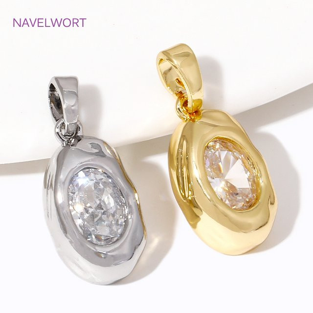 NAVELWORT Charms Anhänger, 18K Gold überzogen, Zirkonia, Unisex - Bild 1