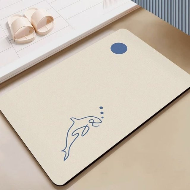 VIKAMA Dolphin Saugfähige Kieselgur Matte, Rutschfeste Dekomatte für Badezimmer, Küche und Schlafzimmer - Bild 1