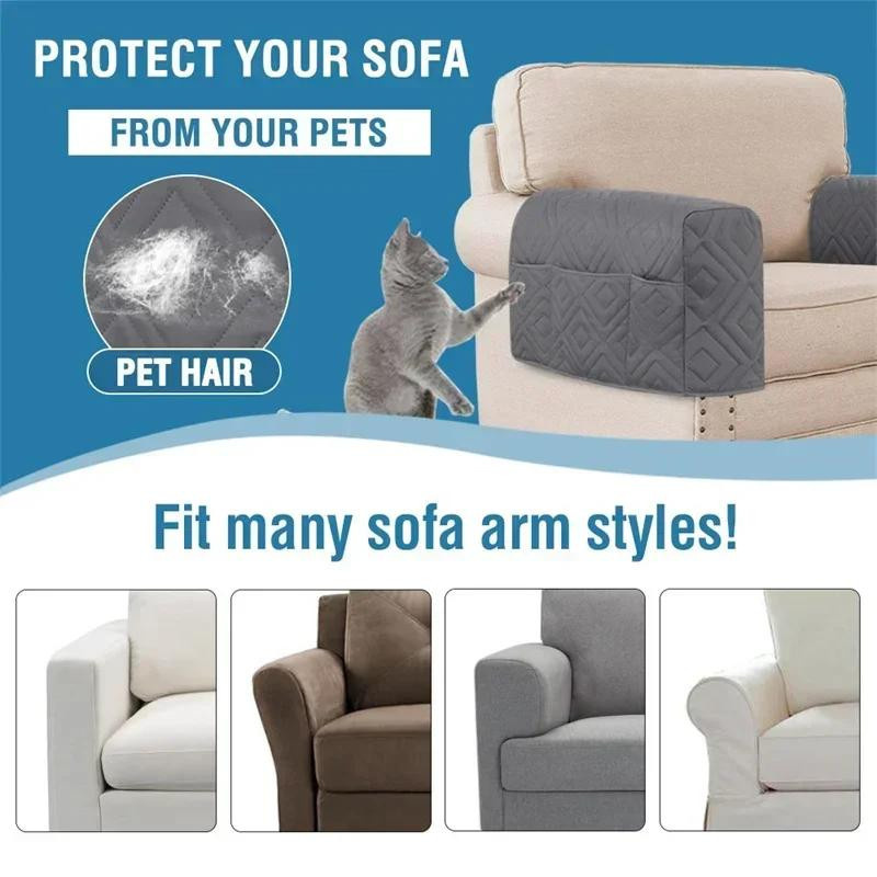 Yiran Furniture Sofalehnen Abdeckungen aus Polyester, 2er-Set, Waschbar und Dehnbar, Einfarbig - Bild 4