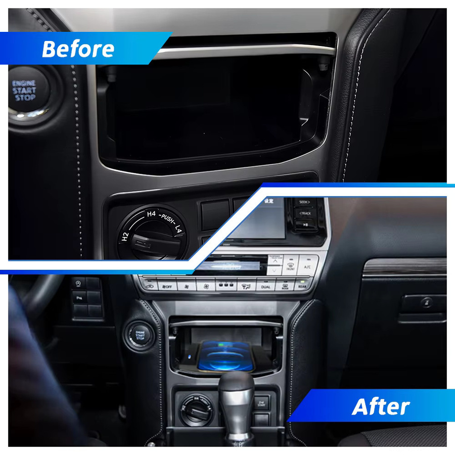 MOCENDO QI Schnelles kabelloses Ladegerät 15W für Toyota Prado 2018-2022, Verstecktes Dashboard Handy Lade-Pad, Schwarz - Bild 3