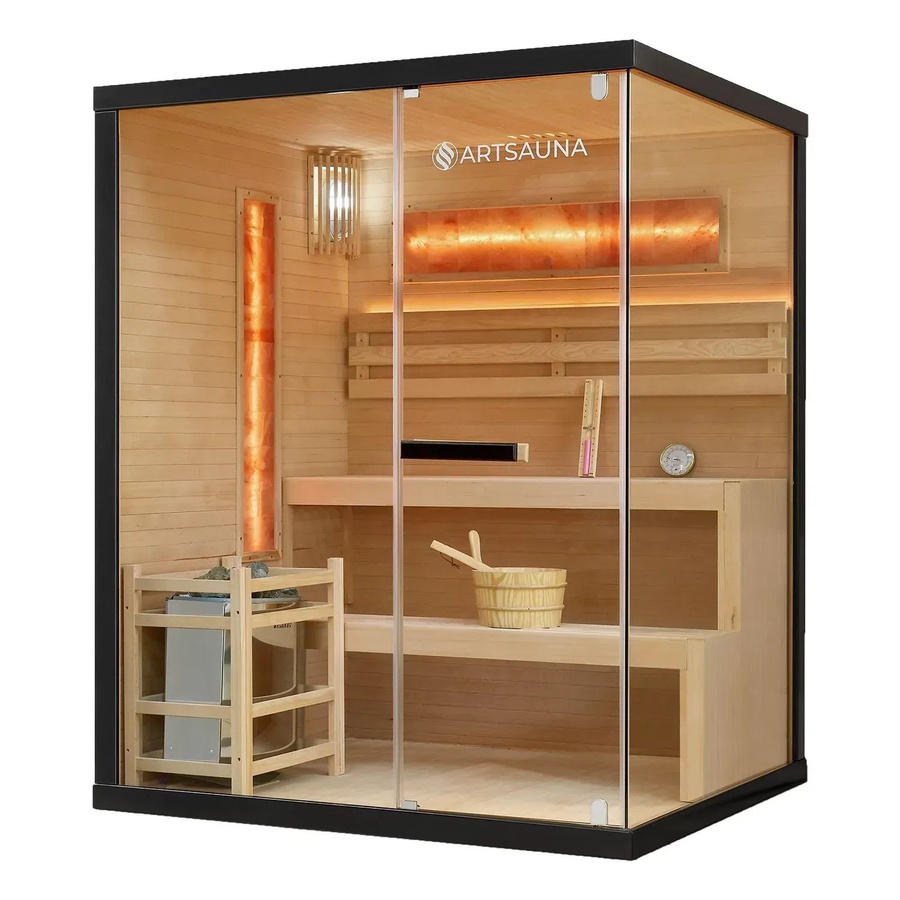 Artsauna Traditionelle Sauna Vantaa aus Hemlockholz mit Harvia Saunaofen 4,5 kW, Farbe: Braun, B/T/H: 150 x 140 x 190 cm - Bild 1
