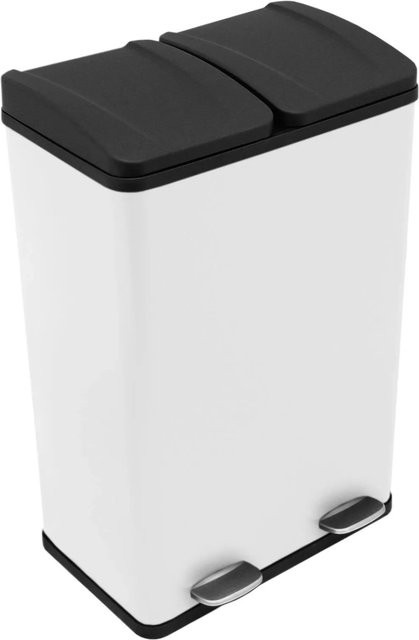 Monstershop Doppel-Tretmülleimer mit zwei 60l Innenbehältern in Weiß - Bild 1