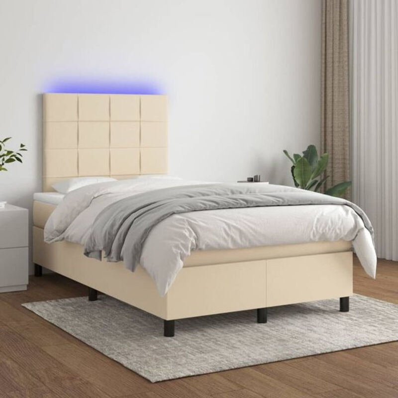 vidaxl Boxspringbett mit Matratze in Beige aus Stoff, B/T/H: 200 x 120 x 118 cm - Bild 1