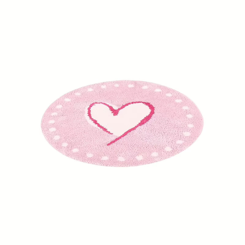 VIKAMA Lern-Teppich für Kinder mit rundem Herzmuster in Pink, rutschfest und weich - Bild 2