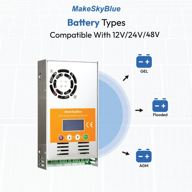 MakeSkyBlue MPPT Solarladeregler 60 A in Silber mit LCD-Display für 12 V 24 V 48 V Blei-Säure Gel AGM Lithium NiCd Batterien - Bild 1
