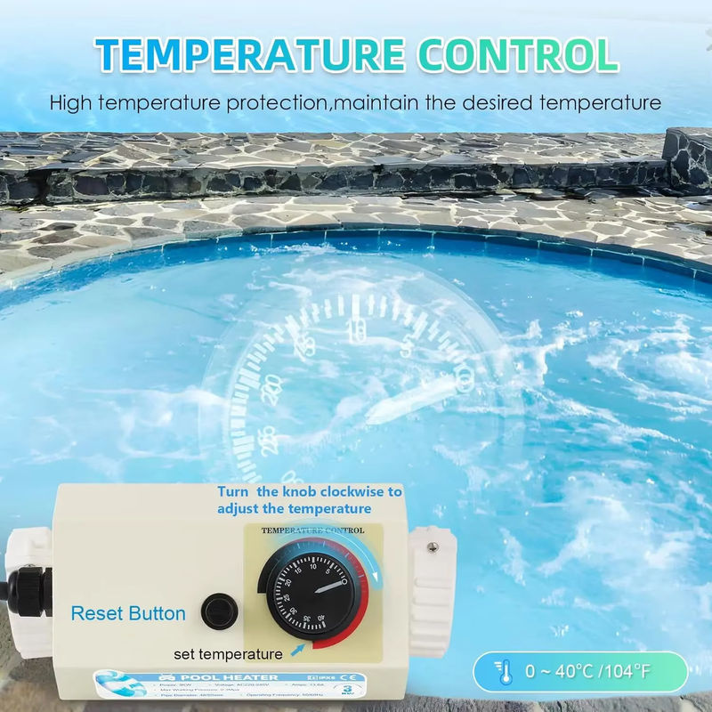 Elektrische Poolheizung mit 3KW und einstellbarer Temperaturregelung für Pool, Spa und Whirlpool, 220V - Bild 3