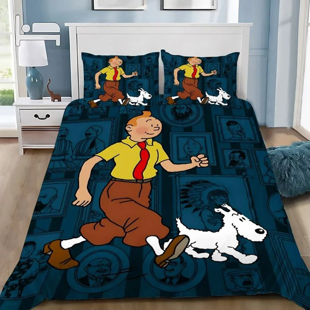 Bettwäsche-Set The Adventures of Tintin von Beast Kingdom mit Bettbezug und Kissenbezug, Blau, B/H: 135 x 200 cm - Bild 1