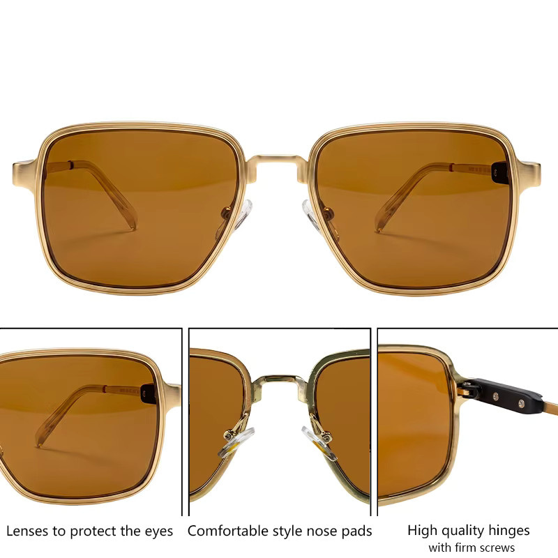 VYSEN Sonnenbrille, quadratisch, Metall, Vollrand, Gold, Herren - Bild 5