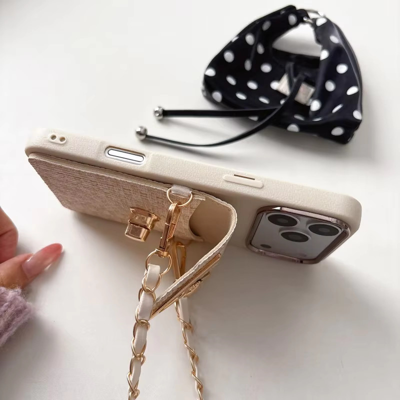EHUIDE Leder-Crossbody-Tasche mit Umhängeband und Kartenfächern für iPhone 11 bis 17 Pro Max, Farbe: Weiß/Beige - Bild 3