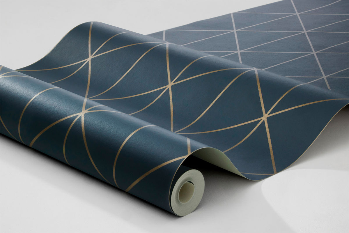 Boråstapeter Wallpaper Diamonds 4741 Art Deco Tapete mit Rautenmuster in Blau aus Vlies - Bild 2