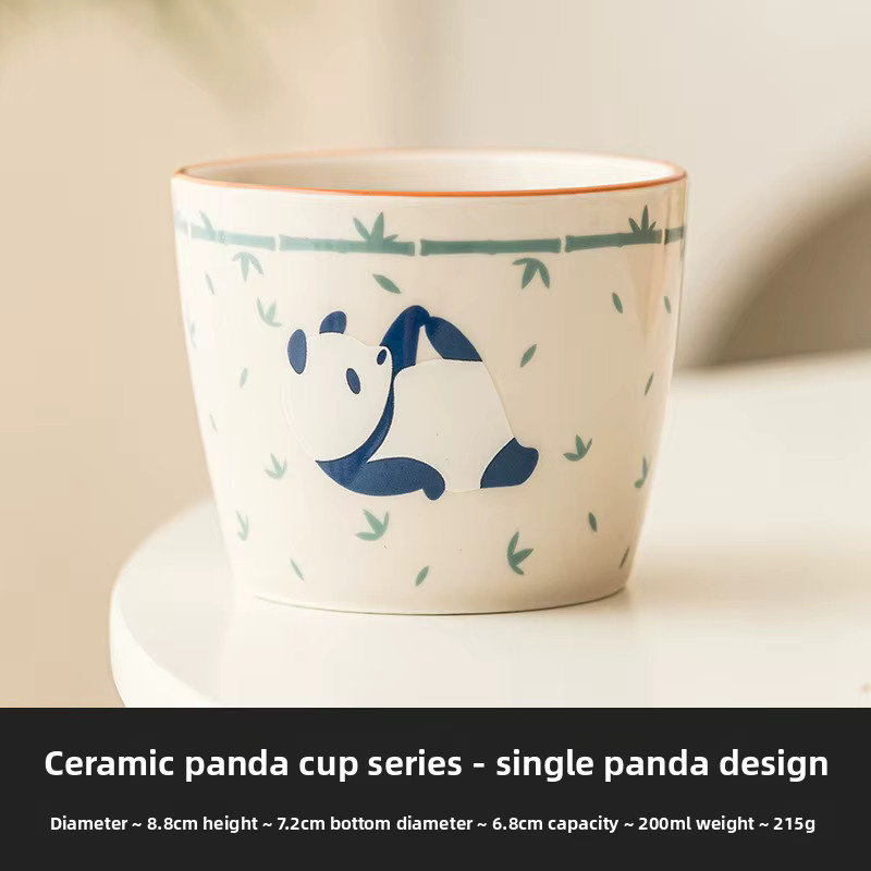Handbemalte Panda-Keramiktasse aus Porzellan im chinesischen Stil für Tee und Kaffee - Bild 3