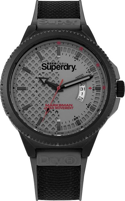 Superdry Herrenuhr, Quarz, Edelstahl, 45 mm, Silikon, Grau - Bild 1