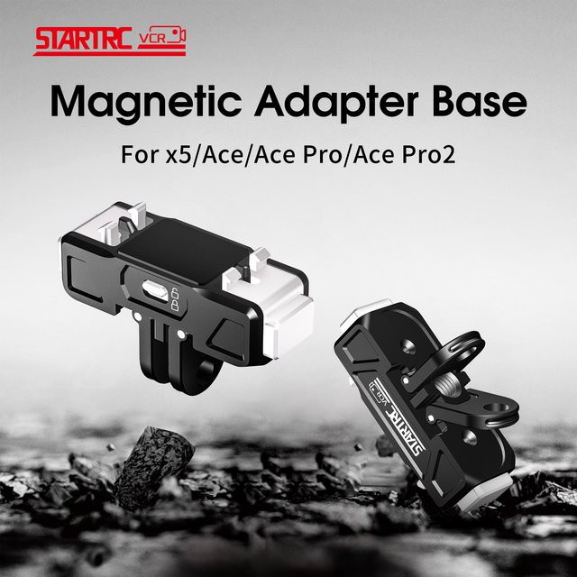 STARTRC Faltbare magnetische Adapterbasis für Insta360 X5, ACE und Ace Pro 2 in Schwarz mit Schnellverschluss und Sicherheitsschnalle aus Metall - Bild 1