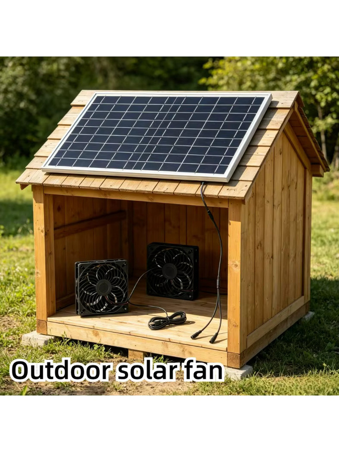 EESBAO Solarbetriebener Abluftventilator-Kit 10W in Schwarz für Tierställe, Gewächshäuser und Außenkühlung - Bild 5