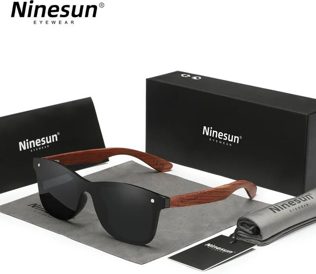 Ninesun Sonnenbrille, Holz, Vollrand, square, braun, Männer, polarisiert - Bild 1