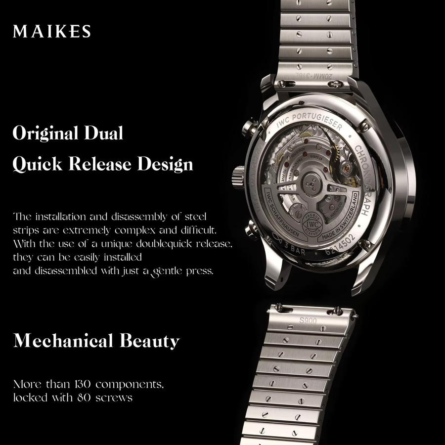 MAIKES Uhrenarmband Edelstahl, Silber, Schnellverschluss - Bild 2