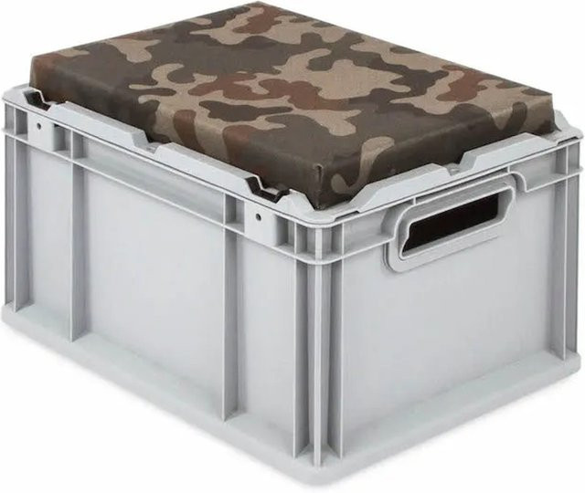 PROREGAL Eurobox NextGen Seat Box Camouflage in Grau, Sitzbox und Transportbox aus Kunststoff, H x B x T: 26,5 x 30 x 40 cm - Bild 1