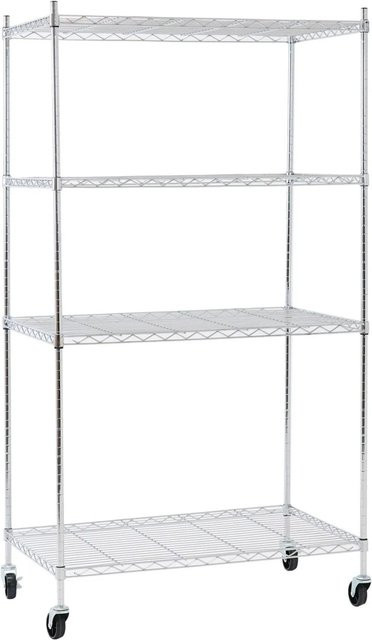 PROREGAL Gitterregal HADES Metallregal mit Rollen und 4 Gitterböden in Silber, H x B x T: 160 x 90 x 60 cm - Bild 1