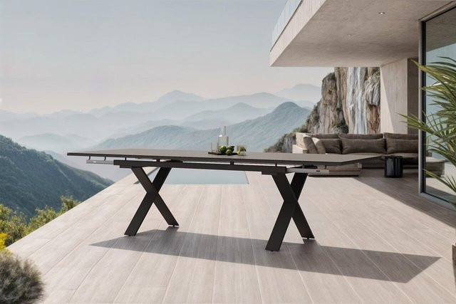 OUTFLEXX Toronto Ausziehtisch für Terrasse und Garten, anthrazit matt, Aluminium und Spraystone, B/T: 180 bis 280 x 100 cm - Bild 1