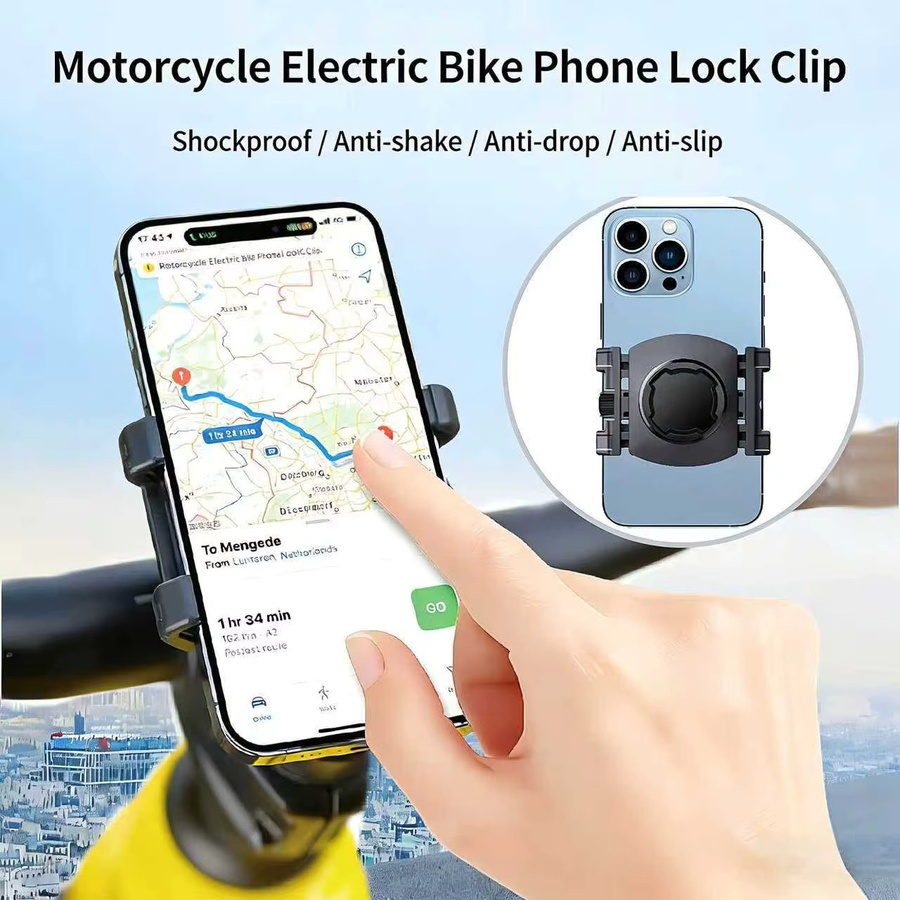 Universelle Motorrad-Handyhalterung mit Schnellverschluss für iPhone, Samsung Galaxy und Xiaomi in Schwarz - Bild 3