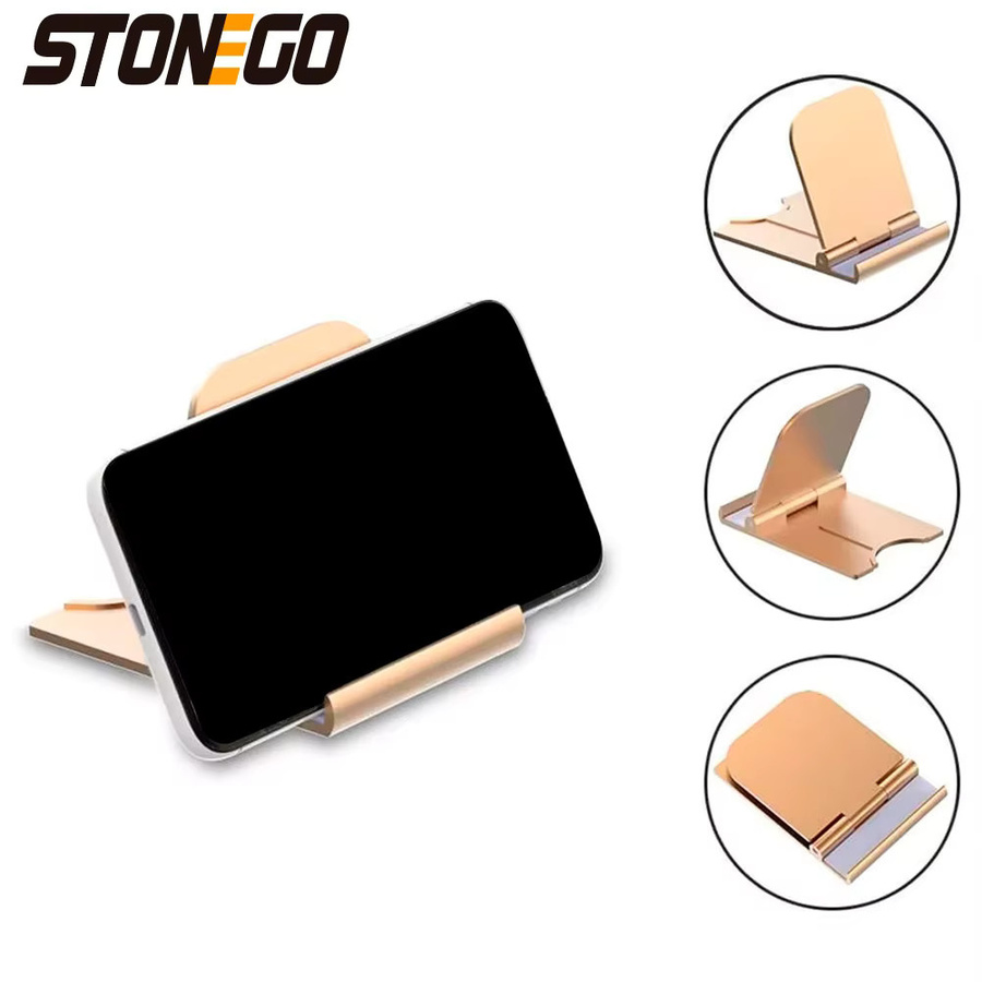 STONEGO Tragbarer faltbarer Telefonständer in Silber – Universeller Mini-Halter für Handy und Tablet am Desktop - Bild 2