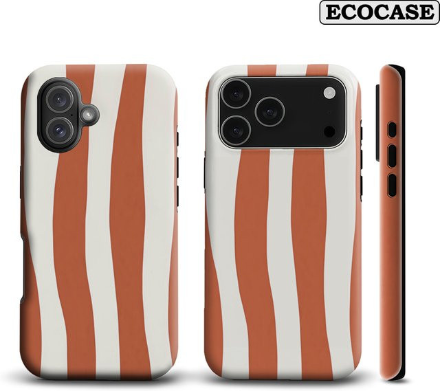 Handyhülle Terrakotta Wavy Stripes für Apple iPhone 11 bis iPhone 17 Pro Max Plus mit doppelschichtiger Rückseite - Bild 1