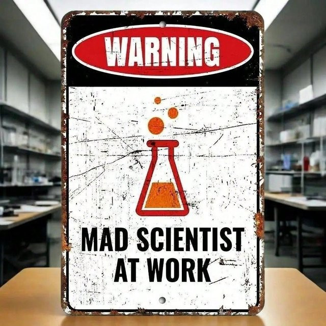 Mad Scientist Schild von CIFBUY als rustikale Halloween-Wanddekoration aus Holz in Weiß - Bild 1