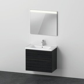 Duravit D-Neo Badmöbel-Set in Eiche schwarz mit Waschtisch-Unterbau, Schubladen und Universal Licht Spiegel mit LED-Randlichtfeld - Bild 1
