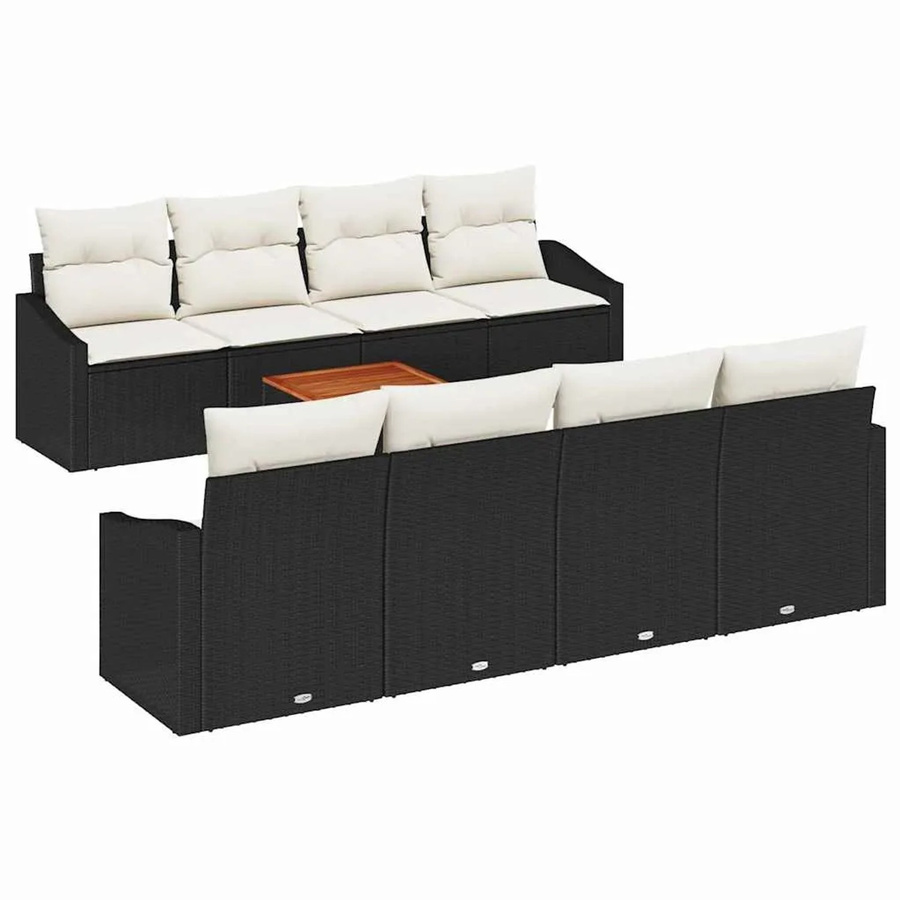 vidaXL Garten-Sofa-Set 7-teilig in U-Form mit Tisch und Stauraumfunktion, Schwarz-Weiß - Bild 2