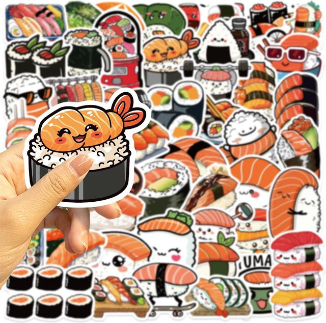 50 Stück Kawaii Sushi Dekorative Aufkleber in Multicolour für Scrapbooking und DIY-Projekte - Bild 1