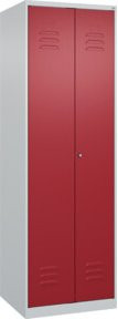 C+P Putzmittel-Spind Classic PLUS mit 2 Abteilen und Zylinderschloss in Grau-Rot, H x B x T: 185 x 60 x 50 cm - Bild 1